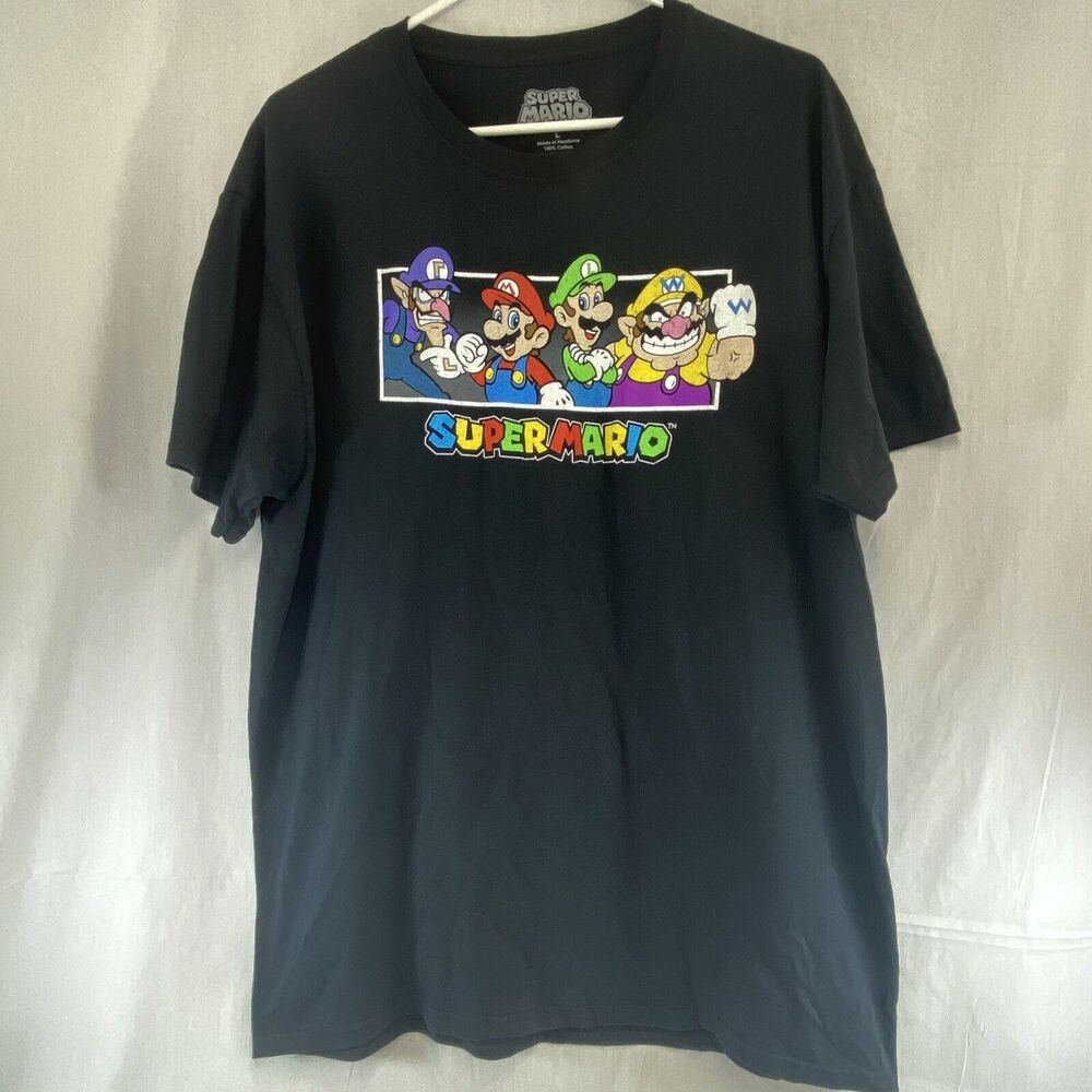 Super Mario T-Shirt Luigi Wario Waluigi Men's Size L Nintendo Graphic Tee